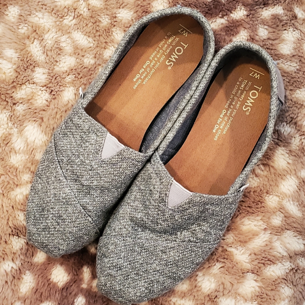 Toms Brand Canvas Flats, Women's Size 7, Heather Gray